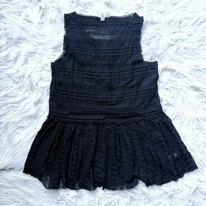 Free People Textured Pucker Lace Peplum Drop Waist Whimsigoth Top Sheer Black S